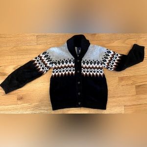 4t Janie and Jack Fair Isle button down cardigan sweater in blk, grey, brown